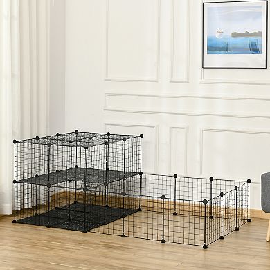 PawHut Pet Playpen Small Animal Cage 47 Panels for Rabbit, Guinea Pig