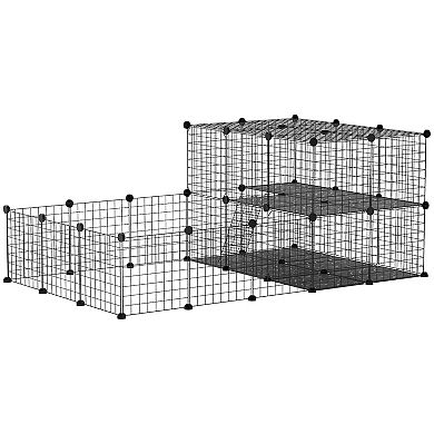 Pet Playpen Cage Small Animals, Modular Gates, Hamsters, Cats, Ferrets, Black