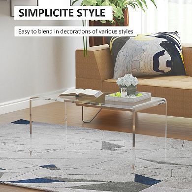 Homcom 39.25" Long Acrylic Waterfall Coffee Table For Living Room
