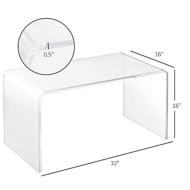 Homcom 39.25" Long Acrylic Waterfall Coffee Table For Living Room