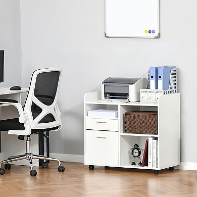 Multi-purpose Home Office Organizer With Adjustable Open Shelf Space & Wheels