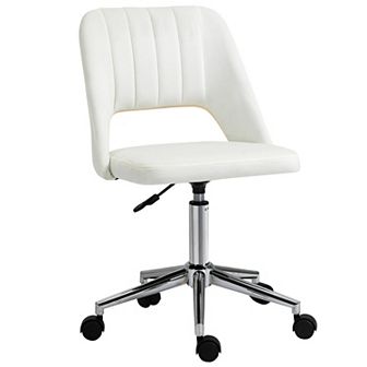 Ergonomic Velvet Armless Computer Swivel Upholstered Chair W/ Open Back Blue