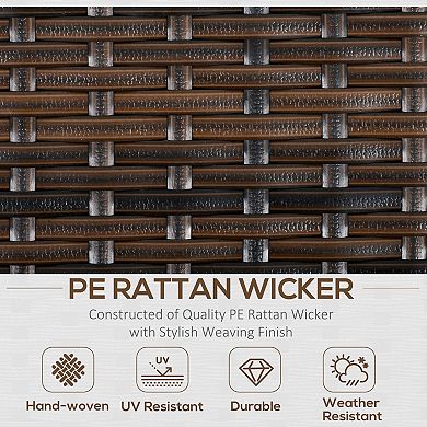 Outsunny 6 pc Patio Dining Set, All Weather Rattan with 3 Seater,