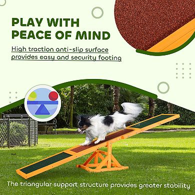 PawHut Wooden Dog Agility Seesaw for Training and Exercise, Natural