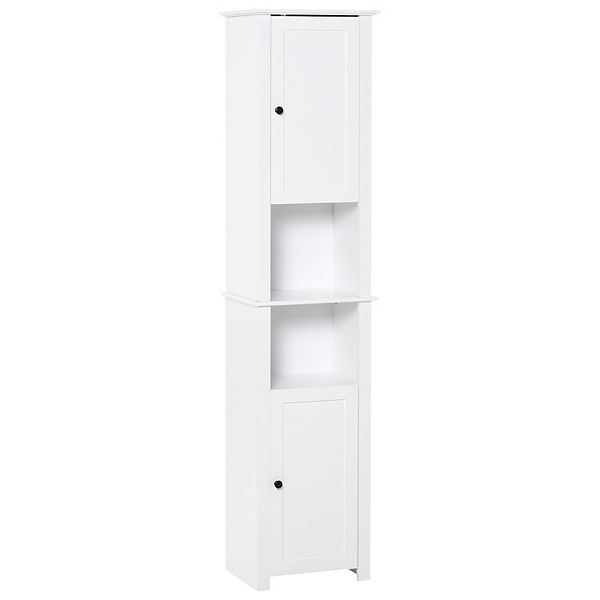 Tall Bathroom Storage Freestanding Linen Tower with 2