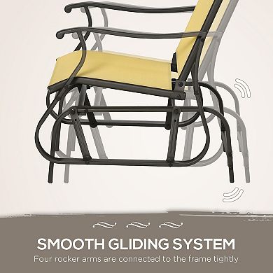 2-person Gliding Rocking Chairs & Bistro Tea Table Garden Swing Seat Patio White