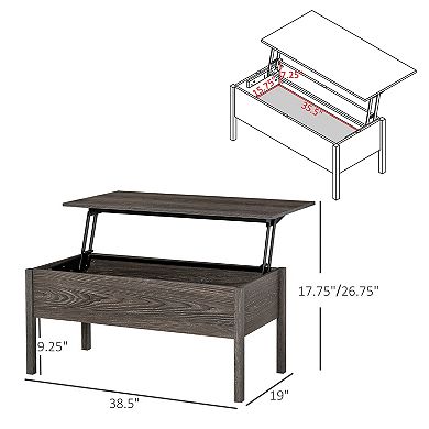 HOMCOM 39inch Modern Lift Top Coffee Table Desk With Hidden Storage Compartment