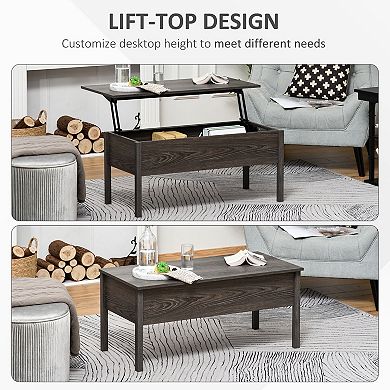 HOMCOM 39inch Modern Lift Top Coffee Table Desk With Hidden Storage Compartment