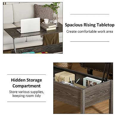 HOMCOM 39inch Modern Lift Top Coffee Table Desk With Hidden Storage Compartment