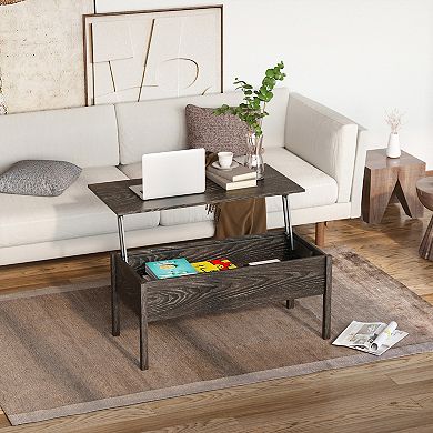HOMCOM 39inch Modern Lift Top Coffee Table Desk With Hidden Storage Compartment