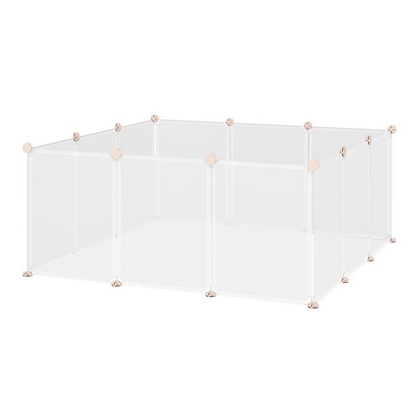 PawHut Pet Playpen DIY Small Animal Cage Open Enclosure Portable Plastic  Fence 12 Panels for Kitten Bunny Chinchilla Guinea Pig White 18