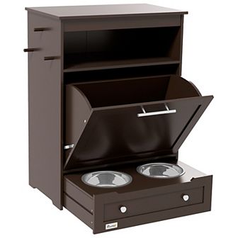 Pawhut Pet Feeder Station Storage Cabinet, Storage Container