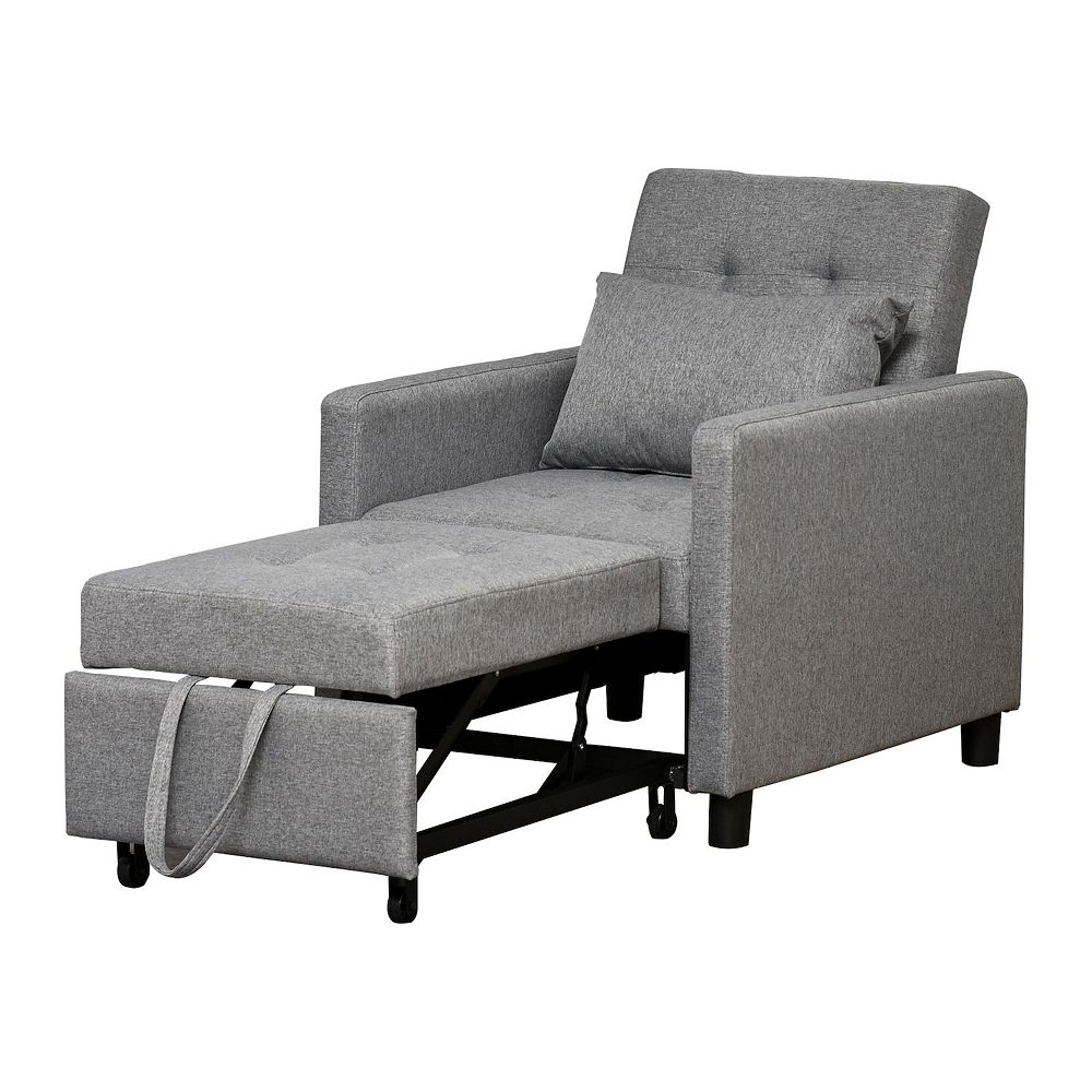 HOMCOM Convertible Single Chair Bed with Upholstered Fabric