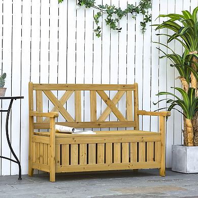2-person Backyard Patio Bench With Louvered Side Panels & Wood Build, Yellow