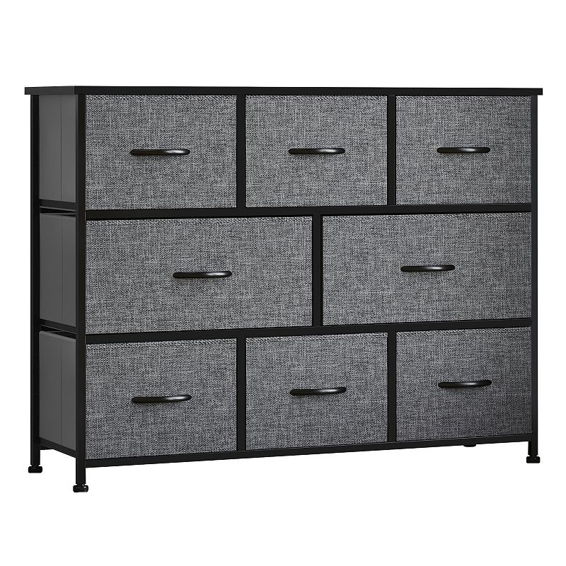 REAHOME 6 Drawer Steel Frame Bedroom Storage Organizer Chest Dresser, Black Grey