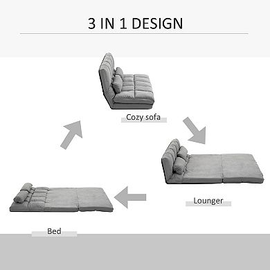 Homcom Convertible Floor Sofa With Throw Pillow Adjustable Backrest