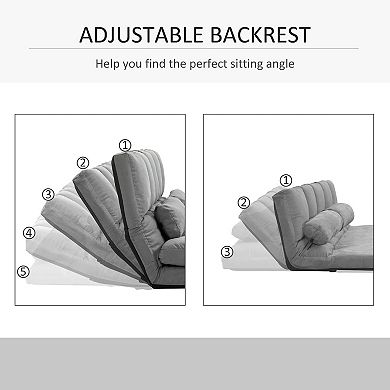 Homcom Convertible Floor Sofa With Throw Pillow Adjustable Backrest