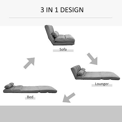 Homcom Convertible Floor Sofa With Throw Pillow Adjustable Backrest