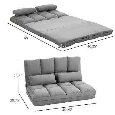 Homcom Convertible Floor Sofa With Throw Pillow Adjustable Backrest