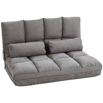 HOMCOM Convertible Floor Sofa w/ 8 Position Adjustable Backrest & Thick Padding
