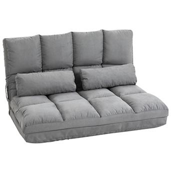 HOMCOM Convertible Floor Sofa w/ 8 Position Adjustable Backrest & Thick Padding