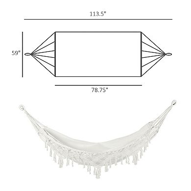 Outdoor Brazilian-style Cotton Hammock Bed Backyard W/ Carrying Bag, 330 Lbs