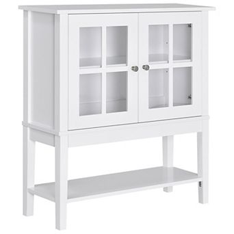 HOMCOM Modern Kitchen Solid Storage Sideboard Cabinet w/Glass Doors