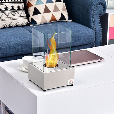 Tabletop Clean Burning Ethanol Fireplace Heater With Real Flames, Bronze