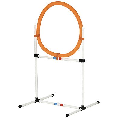 PawHut 2 in 1 Dog Obstacle Training Agility Equipment Tire Jump Ring/Hurdle Bar