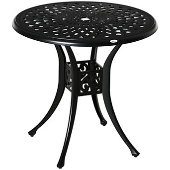30" Antique Outdoor Metal Round Patio Dining Bistro Table W/ Umbrella Hole