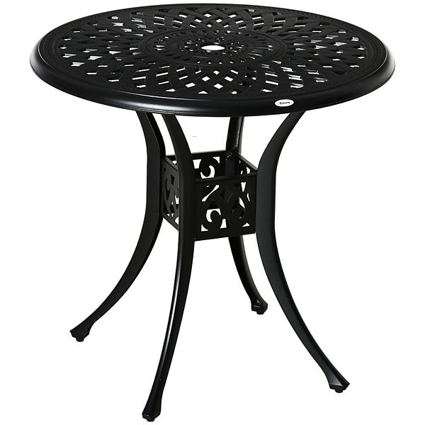 30" Antique Outdoor Metal Round Patio Dining Bistro Table W/ Umbrella Hole