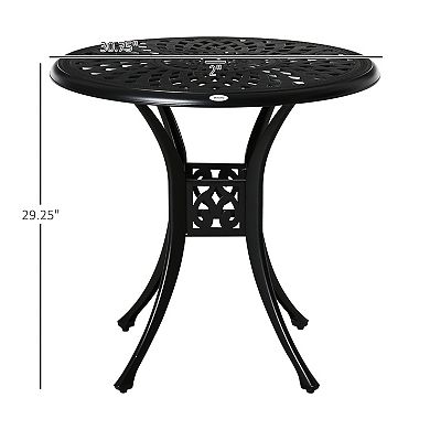 30" Antique Outdoor Metal Round Patio Dining Bistro Table W/ Umbrella Hole
