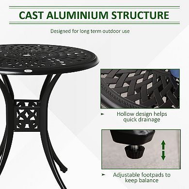 30" Antique Outdoor Metal Round Patio Dining Bistro Table W/ Umbrella Hole