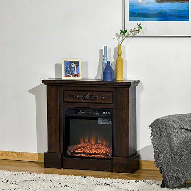 HOMCOM 32inch 1400W Electric Fireplace Mantel w/ Realistic LED Log Heater