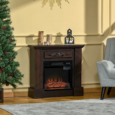 HOMCOM 32inch 1400W Electric Fireplace Mantel w/ Realistic LED Log Heater