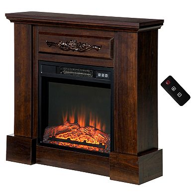HOMCOM 32inch 1400W Electric Fireplace Mantel w/ Realistic LED Log Heater
