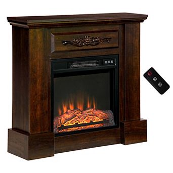 HOMCOM 32inch 1400W Electric Fireplace Mantel w/ Realistic LED Log Heater