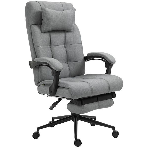 Vinsetto Executive Linen Feel Fabric Office Chair High Back Swivel Task  Chair with Adjustable Height Upholstered Retractable Footrest Headrest and  Padded Armrest Dark Grey