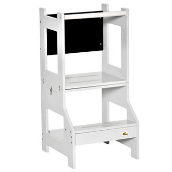 Qaba 2 in Kids Kitchen Step Stool Ladder & Toddler Desk, Detachable