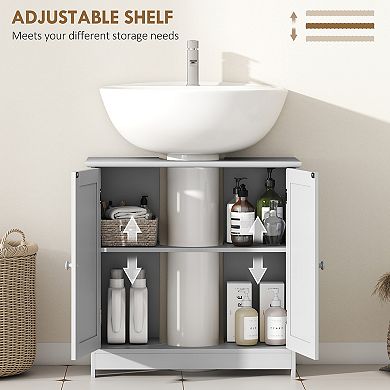 HOMCOM Under Sink Bathroom Cabinet with 2 Doors and Shelf
