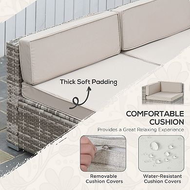 Outsunny 7pc Sectional Wicker Patio Furniture