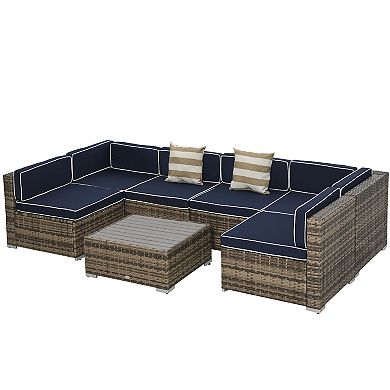 Outsunny 7 Piece Outdoor Patio Furniture Set with Modern Rattan Wicker