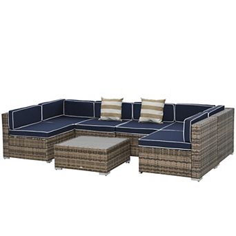 Outsunny 7 pc Sectional Wicker Patio Furniture
