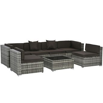 Outsunny 7 pc Sectional Wicker Patio Furniture
