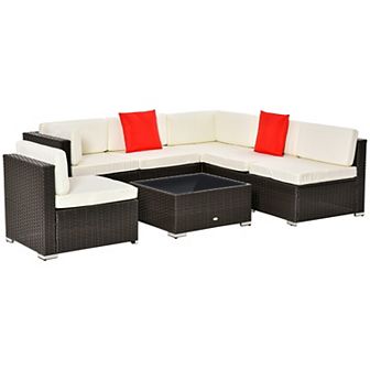 Outsunny 7 pc Sectional Wicker Patio Furniture