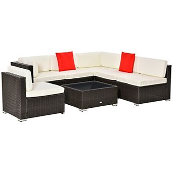 Outsunny 7 pc Sectional Wicker Patio Furniture