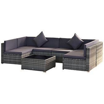 Outsunny 7 pc Sectional Wicker Patio Furniture