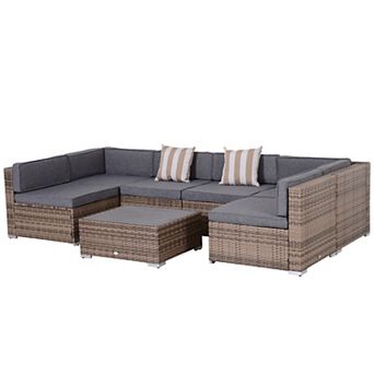 Outsunny 7 pc Sectional Wicker Patio Furniture