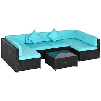 Outsunny 7 pc Sectional Wicker Patio Furniture