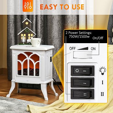 HOMCOM Living Room Electric Fireplace Stove Heater, 750W/1500W